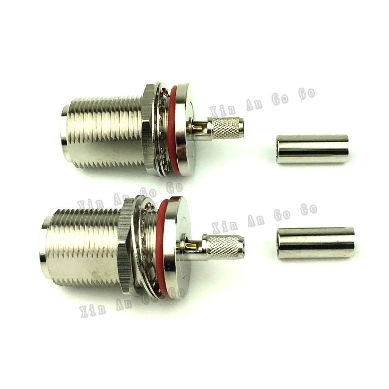 

New N female crimp RF Coxial connector N female Jack straight Crimp for RG58 RG142 LMR195 cable fast ship
