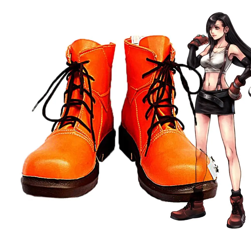 Сапоги FF7 Tifa Lockhart для косплея финальная фантазия VII обувь оранжевые сапоги на