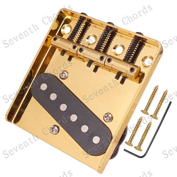 Golden zinc alloy iron TL electric guitar bridge 3 adjusted string