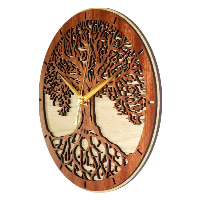 Tree of Life Wall Art Wall Clock Sacred Tree Wood Wall Clock Green Life 3D Art Wall Clock Modern New Arrival Hanging Clocks