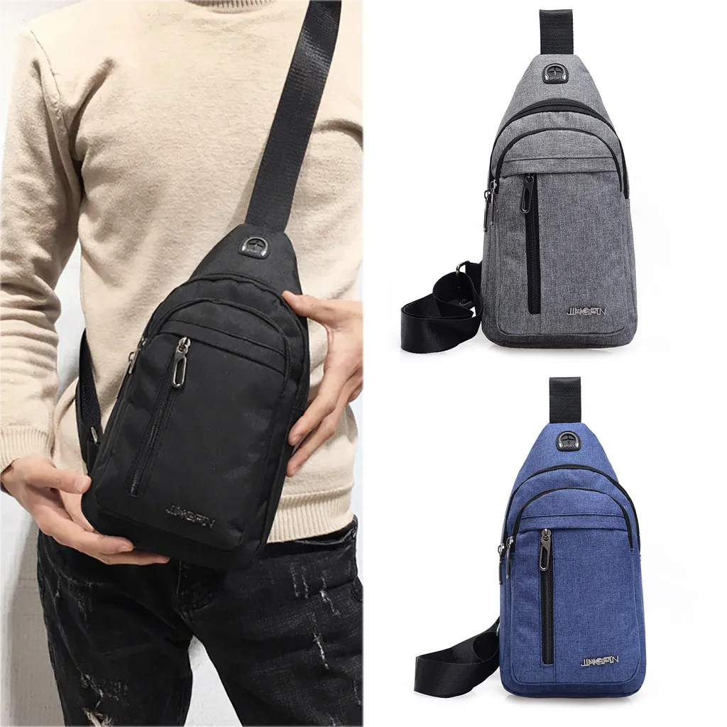 

2019 New Arrival Fashionable Style Men Small Bag Wild Messenger Bag Fashion One Shoulder Plaid Chest Bag #25