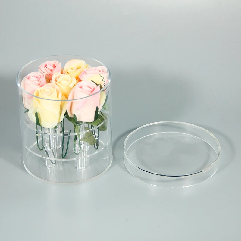 

Acrylic Cylinder Flower Box Clear Rose Storage Valentine's Day Holy Gift For Girlfriend Without Flowers