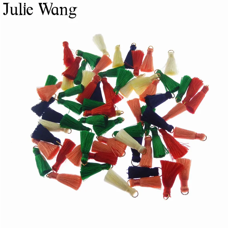 Julie Wang 10PCS Colorful Alloy+Cotton Tassel For Earring Pendant Charms Keychain Cellphone Straps Purses Jewelry Accessories Julie Wang 10PCS Colorful Alloy+Cotton Tassel For Earring Pendant Charms Keychain Cellphone Straps Purses Jewelry Accessories