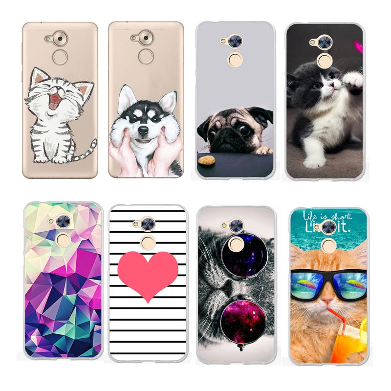 Cute Cat Dog Rose Love Heart Case For Huawei Honor 6A 6 A Cover Transparent Flower Owl Phone |