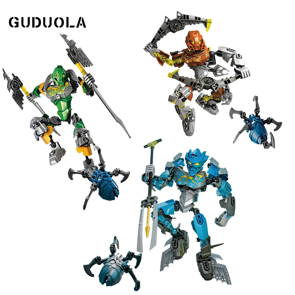 Фигурки Guduola BIONICLE 3 шт. джунгли Лева камень похату вода Галли фигурки строительные