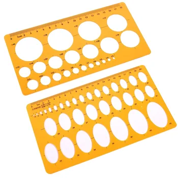 

Set of 2 Clear Orange Color Plastic Measuring Templates Circle Oval Geometric Rulers for Students