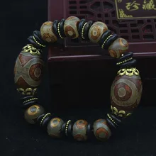 KYSZDL Natural Tibetan old stone dzi bead bracelet men stone bracelet jewelry gifts natural old pit a cargo ice waxy filled with purple violets bracelet burma stone bracelet with certificat