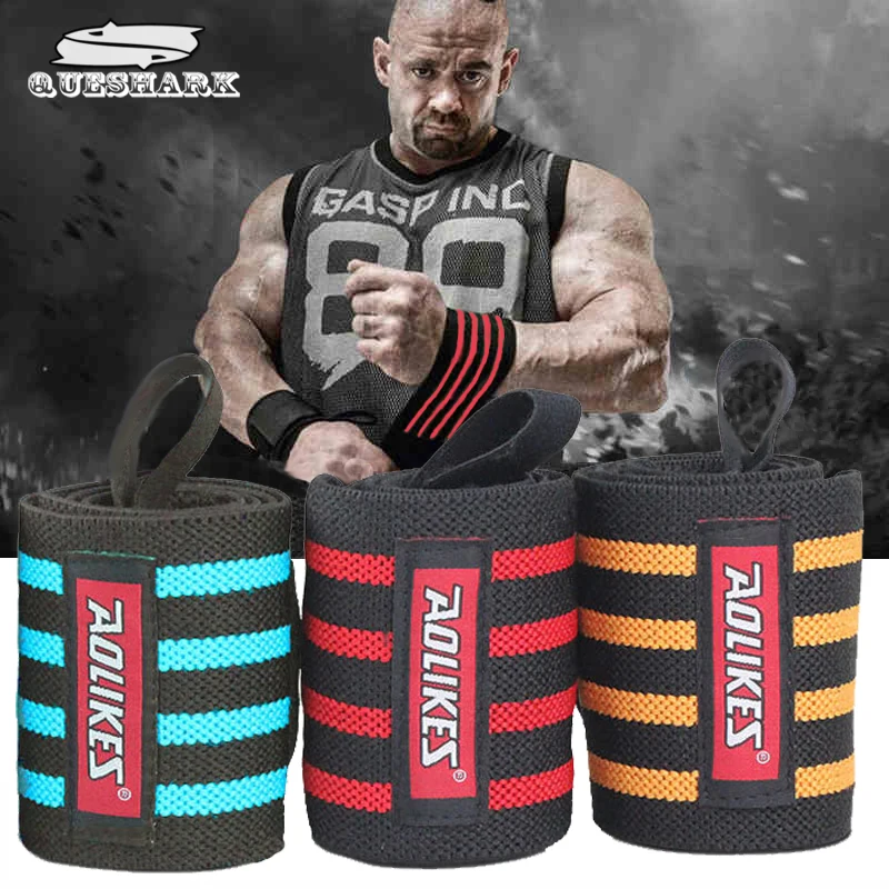 2Pcs 60*8CM Powerlifting Sport Wristband Gym Fitness Dumbbell Barbell