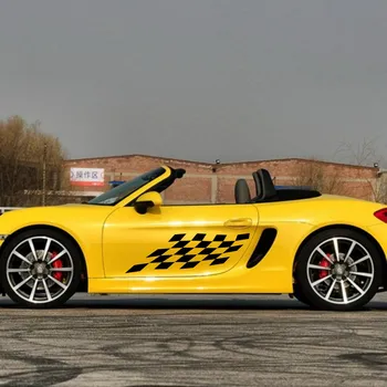 

Car Grid racing sport flags 41'' Door Deals for Boxster Vinyl Side Stickers CE47