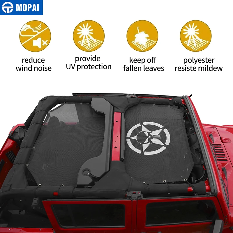 Защитная сетка от солнца MOPAI 2/4 для Jeep Wrangler JK 2007 2017|Автомобильные чехлы| |