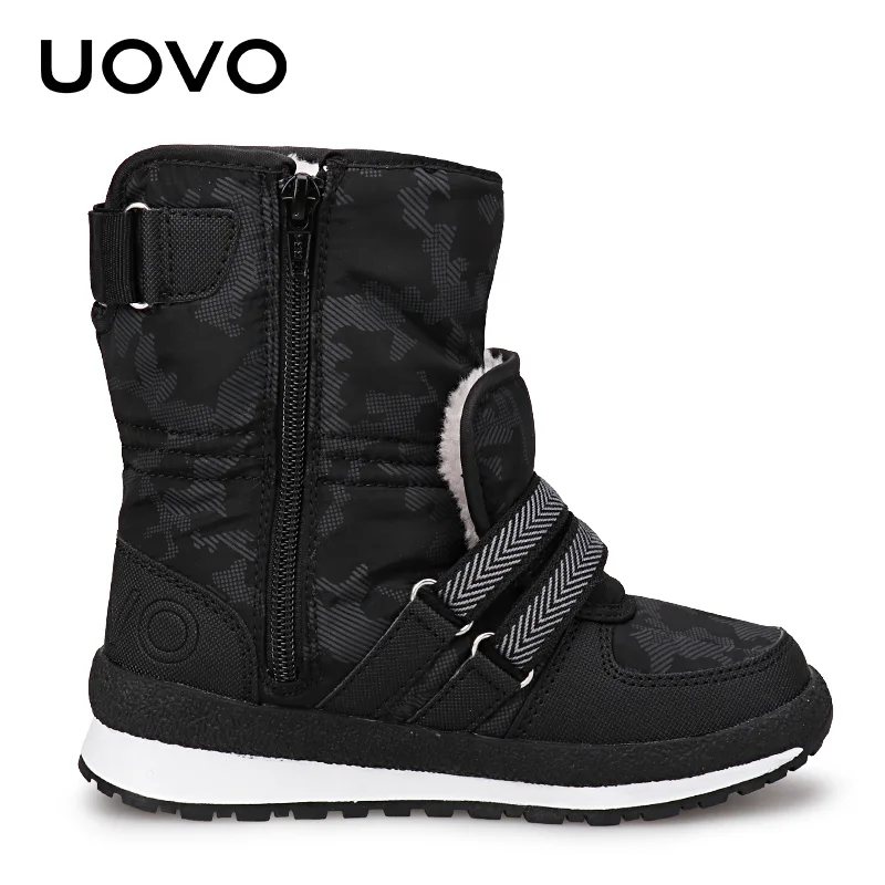 Uovo/толстые детские зимние сапоги, брендовые классические зимние сапоги для мальчиков и девочек, нескользящая обувь до середины икры, обувь для России, размеры 30-38