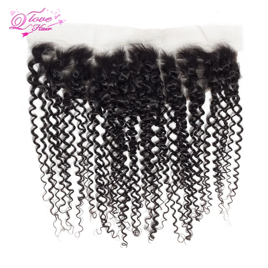 

Queen Love Hair Kinky Curly ear to ear lace frontal closure 13*4 Brazilian hair closure Nature Color 8"-22" inch Non Remy hair