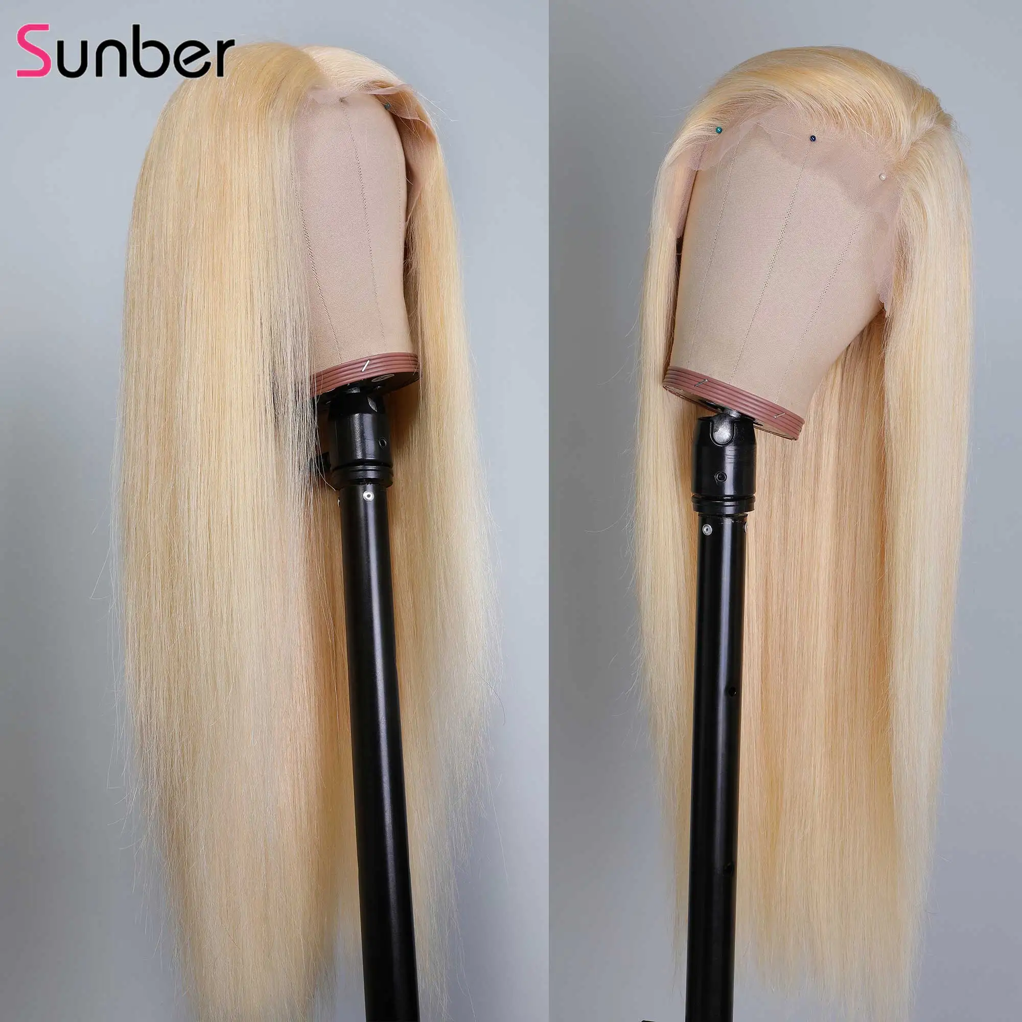 Sunber Hair Blonde Straight Lace Front Human Hair Wig 13x4/6 150% density Remy 613 Braizilian Lace Front Pre Plucked Wigs Hairs