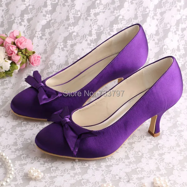 purple small heel shoes