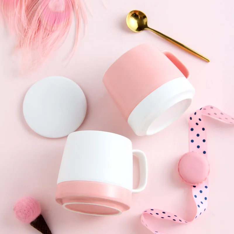 buy Creative flower tea matte coffee mug, European afternoon teacup, simple two tone ceramic mugs offee Milk Cups Hand Cup Drinkware
