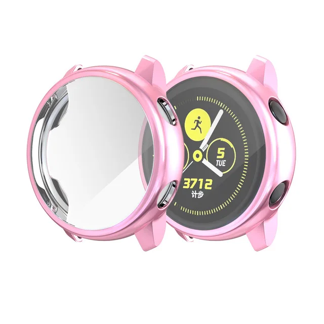 Для samsung Galaxy часы активное 40 мм SM-R500 чехол Экран протектор светильник полное покрытие тонкий мягкий ТПУ Универсальный амортизирующий бампер для аксессуары - Цвет: pink