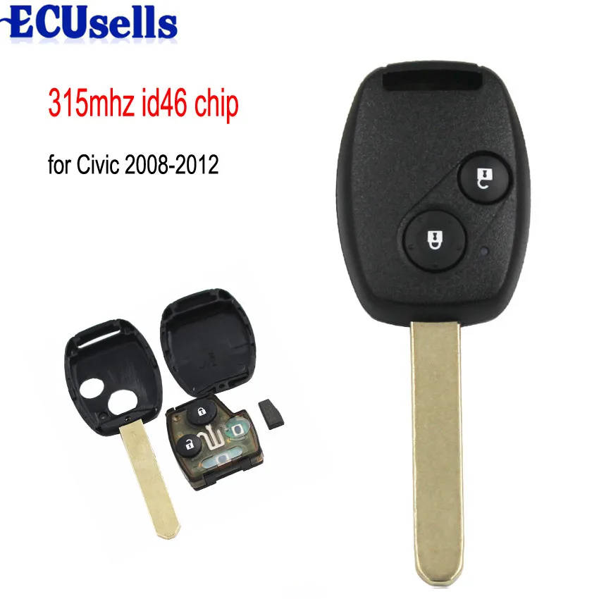 honda key civic fob 2008 chip replacement accord remote ignition odyssey button buttons id46 crv 2007 2005 315mhz aliexpress 433mhz