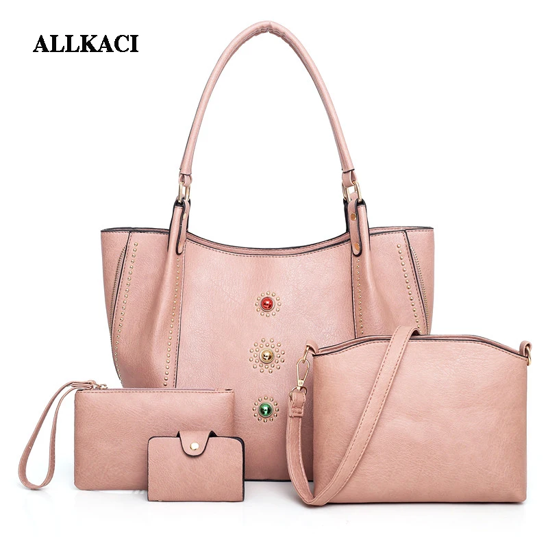 

Women Composite Bag Luxury Leather Purse and Handbags Famous Brands Designer Handbag 4pcs Shoulder Bag Set Sac A Main Femme 48