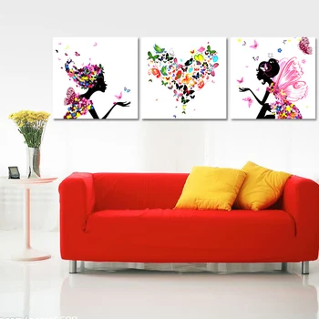 

Max Size 75x75cmx3 Frameless Pictures Painting By Numbers DIY Digital Oil Painting On Canvas Home Decoration DIY Butterfly Girl