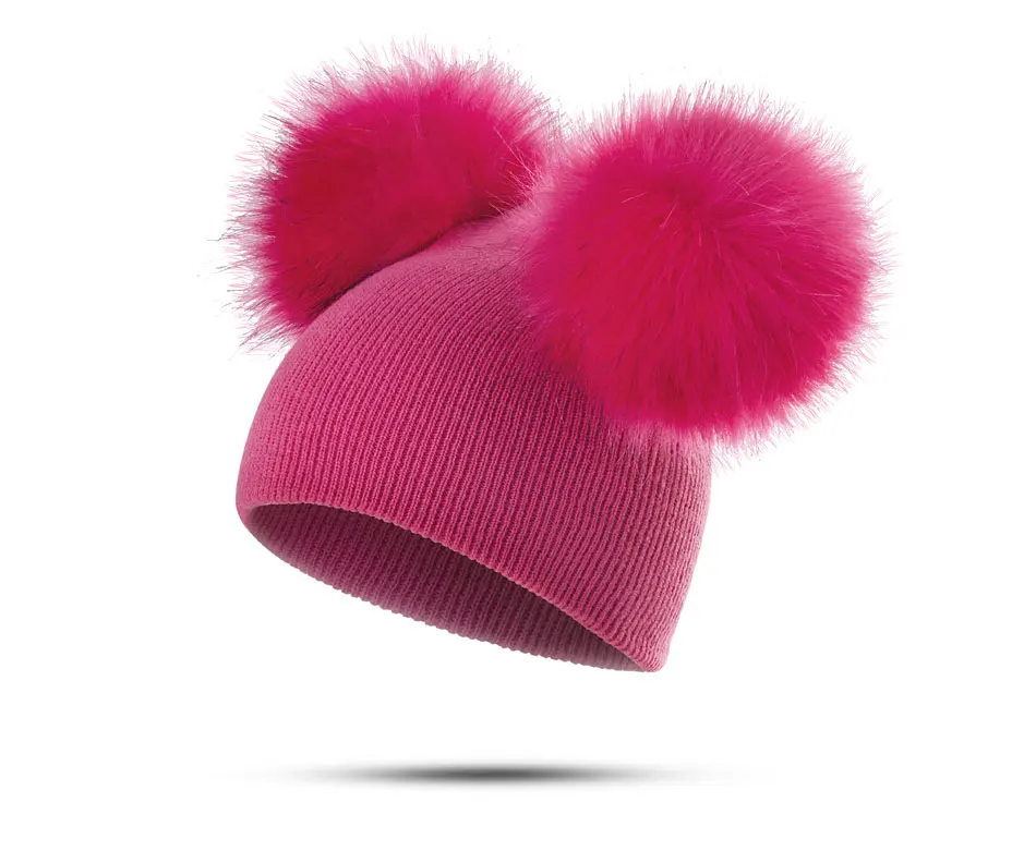 Evrfelan/зимние вязаные шапочки для мальчиков и девочек; шапка; теплые детские зимние вязаные шапочки; шапочки с помпоном для детей