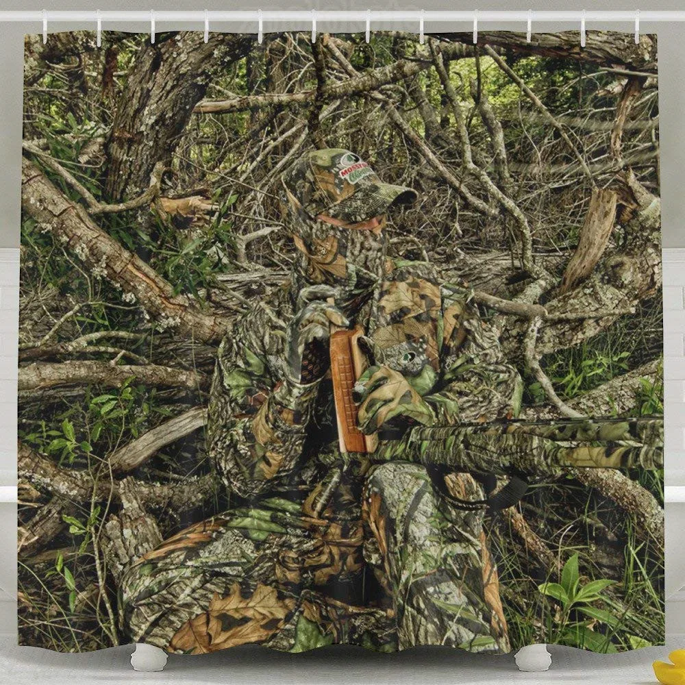 Hunting Camo Forest Hide Party Shower Curtain Fabric Shower Curtain Set