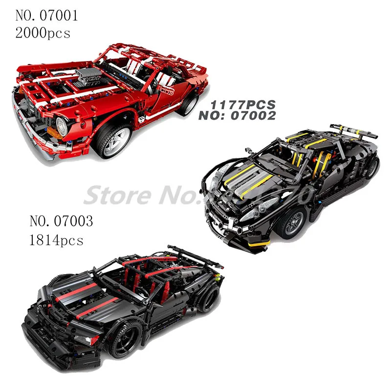 

Creative MOC Technic Series Building Blocks 07001 07002 07003 Muscle Supercar Future Racing Car Bricks Toys For Children Gifts