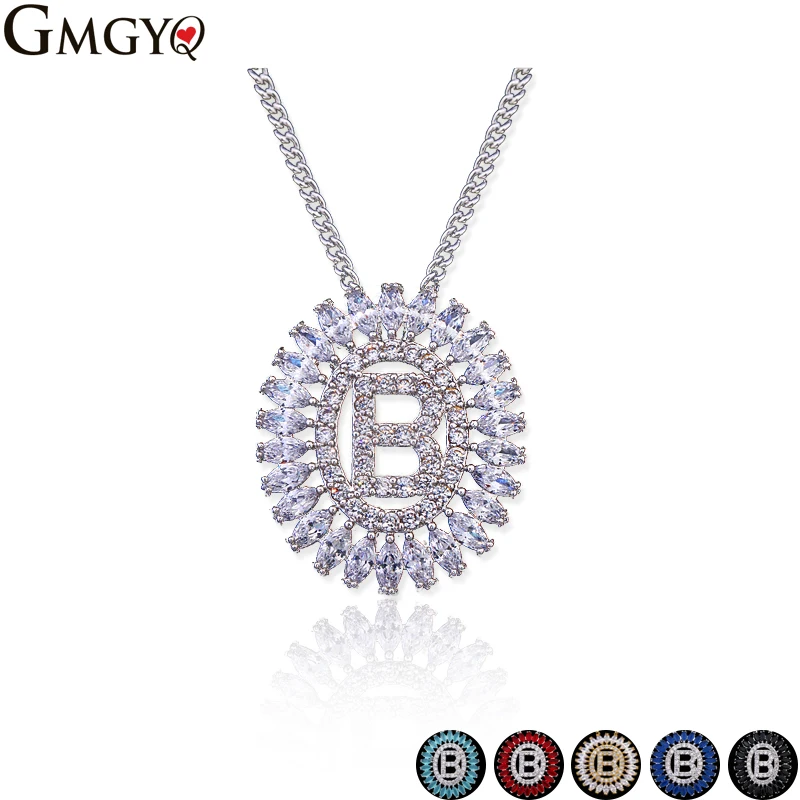 

GMGYQ Hot Sale Letter B Alphabet Pendant Necklace Olive Zircon Crystal Pendant Necklace Lady's Best Friend Gift Jewelry