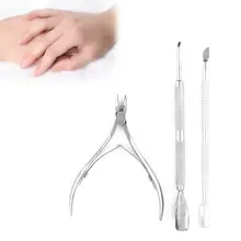 2016 3Pcs Nail Art Clipper Plier Stainless Steel Dead Skin Cuticle Nipper Spoon Pusher Remover Cutter Scissor Nail Manicure Tool