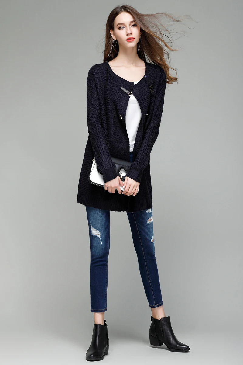 Fall Winter Knitted Middle Long Cardigan for Women Elegant Ladies Drop Shoulder Sweater Coat Burgandy Navy Blue Oversized 10