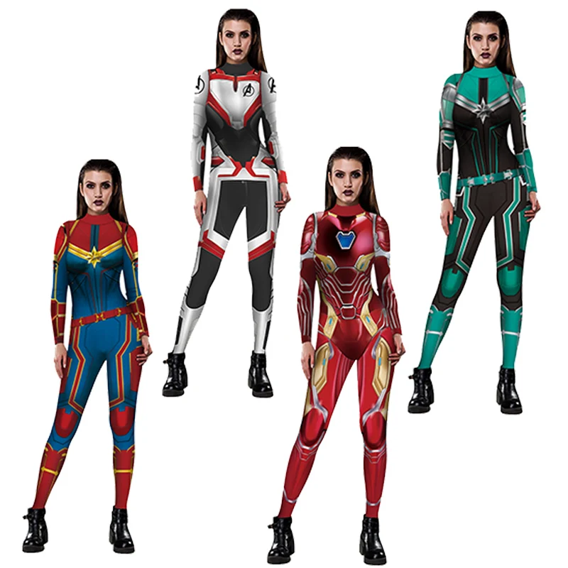 Avengers Endgame Quantum Halloween Costumes for Women 3D Print Jumpsuits Cosplay Avengers Adult Men Superhero Party Costume