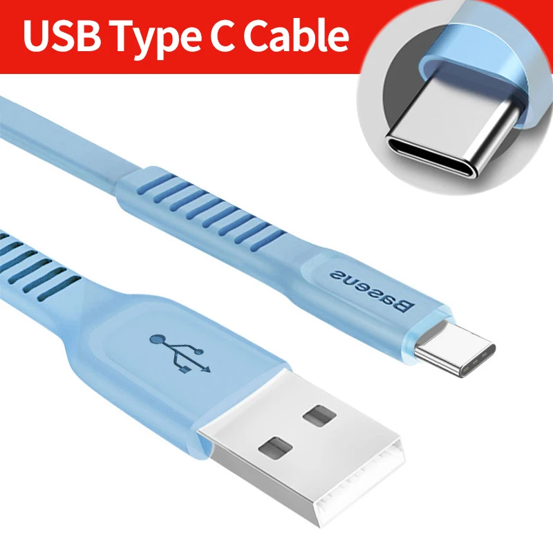 Baseus USB кабель для iPhone XS Max XR X 8 Быстрая зарядка зарядное устройство USB-C Шнур Micro usb type C кабель для Android мобильного телефона - Цвет: Type-c Blue