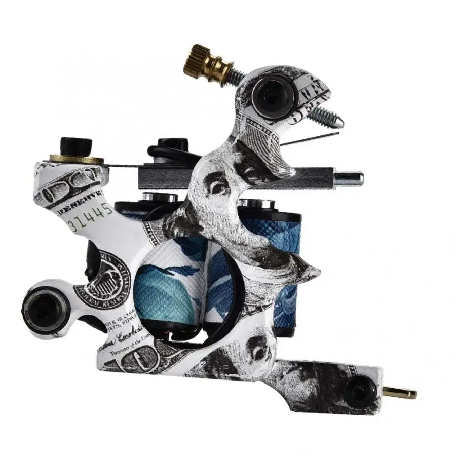 

Tattoo Pen Machine 10 wraps Professional Alloy Tattoo Machine Copper Coils Shader Tattoo Machine Liner Gun Permanent Make Up