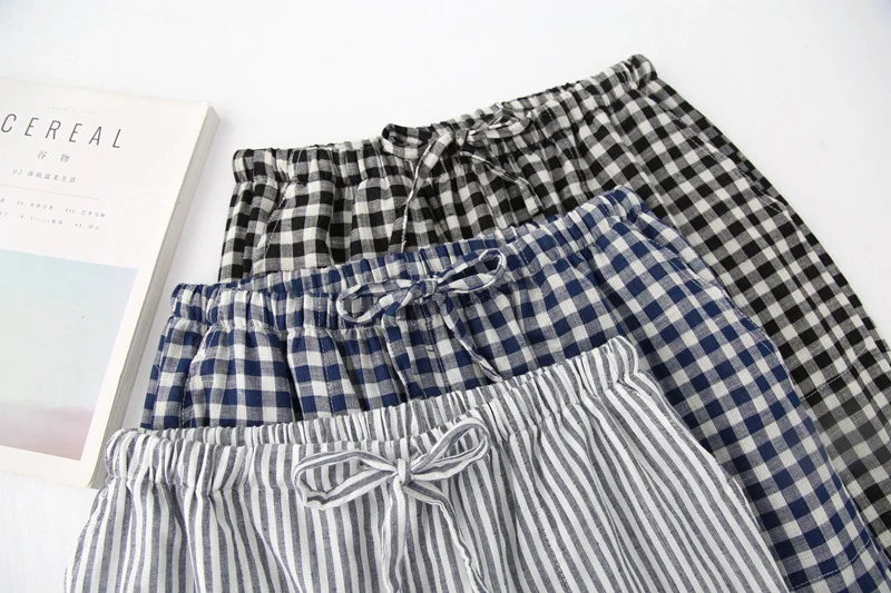 Новые весенние женские пижамы для сна нижняя часть пижамы брюки дамское нижнее белье брюки клетчатые женские штаны для отдыха свободные хлопковые домашние брюки пижамы