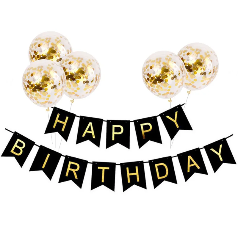 5 Pcs 12 Inch Confetti Balloons Inflatable Birthday Balloon Happy Letter Banner Party Decoration | Дом и сад
