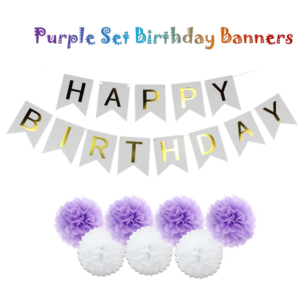 purple birthday banners