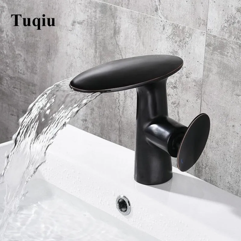 

New Arrivals ORB finished Bathroom Faucet hot and cold Crane Brass Basin Faucet Waterfall Sink Faucet Single Handle water tap