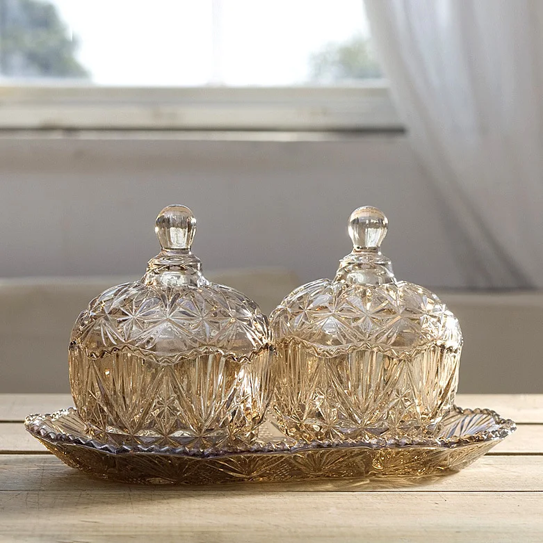 Crystal glass candy jar dried fruit boxes decorative storage containers