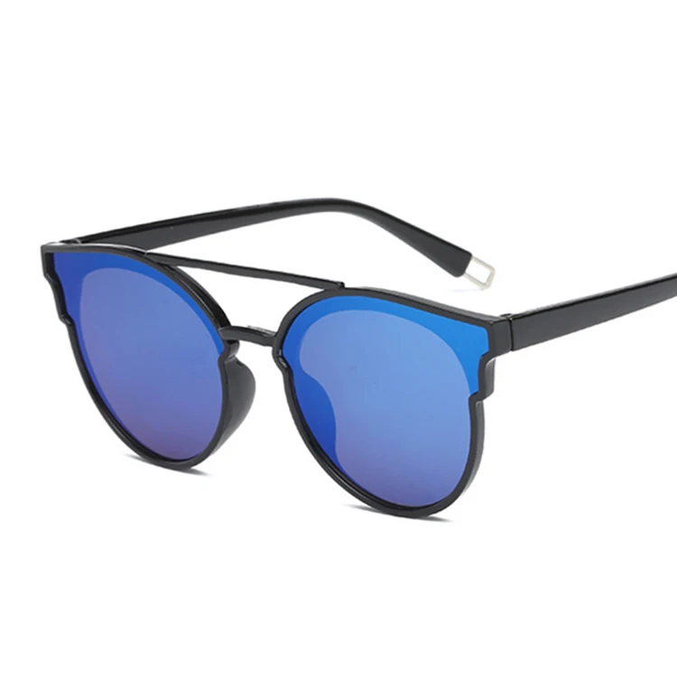 Сексуальные Черные кошачьи глаза женские очки от солнца известный бренд роскошные новые дизайнерские трендовые Солнцезащитные очки женские маленькие Двойные Лучи UV400 - Цвет линз: BlackBlue