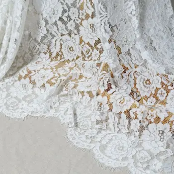 

3M/Lot Luxury bone line French eyelash lace fabric black white lace handmade DIY clothing wedding dress accessories