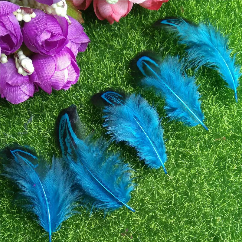 100pcs/lots Wholesale Craft Small Colorful Blue Pheasant Feathers ,4 7cm Cheap Dyed Bulk Natural