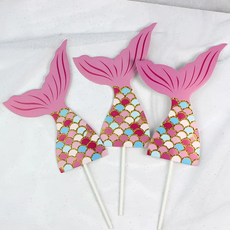 

New Mermaid Cupcake Picks Kids Happy Birthday Cake Toppers For Wedding Party Cake Decoration Topper Supplies