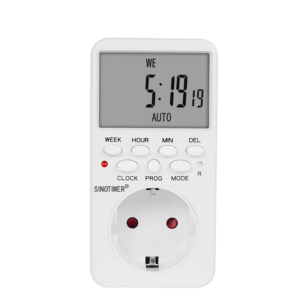 EU Plug Outlet Electronic Digital Timer Socket with Timer 220V AC Socket Timer Plug Time Relay Switch Control Programmable