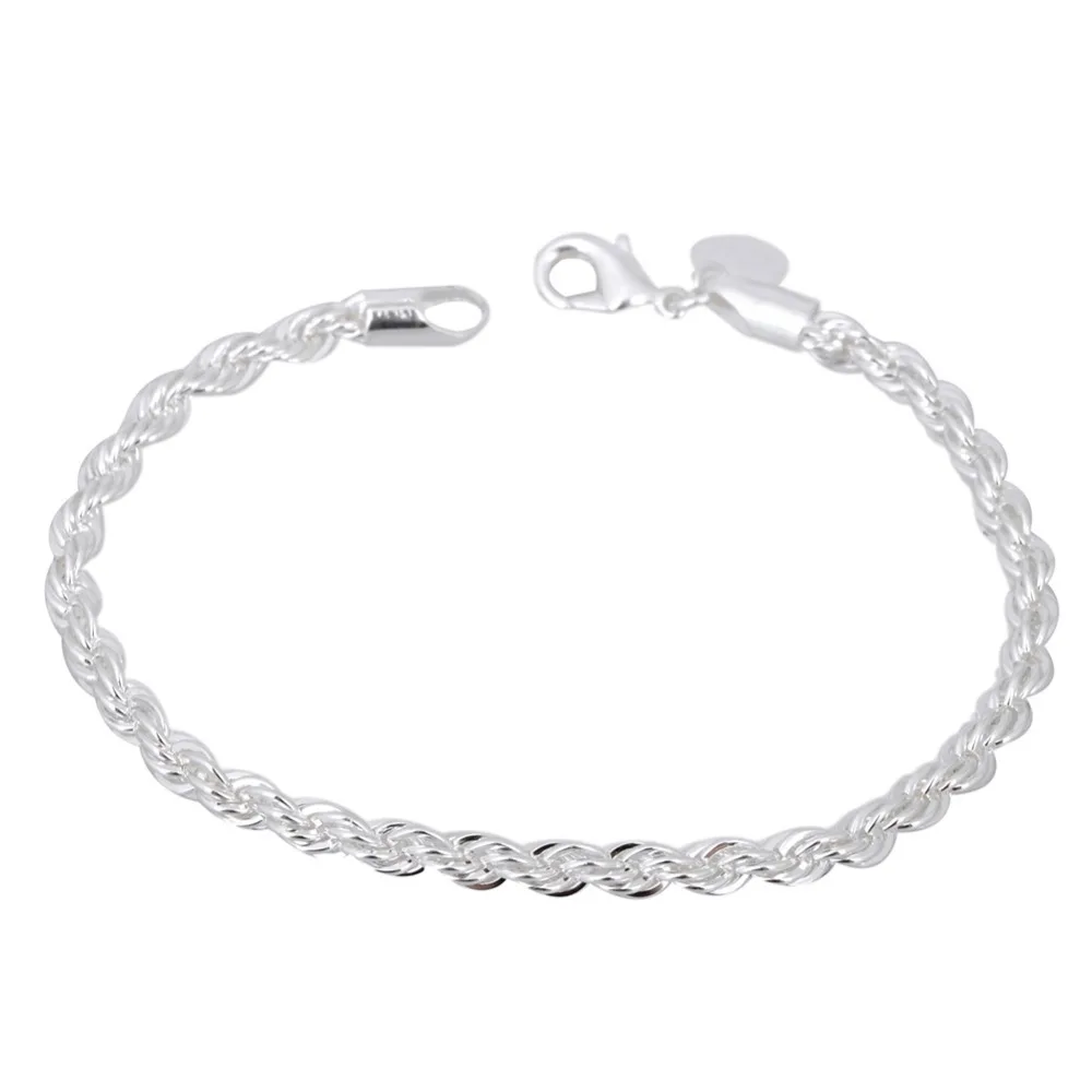 1PC High Quality Silver Plated Bracelets Bangles 20cm Flash Twisted Rope Pulseira Jewelry | Украшения и аксессуары
