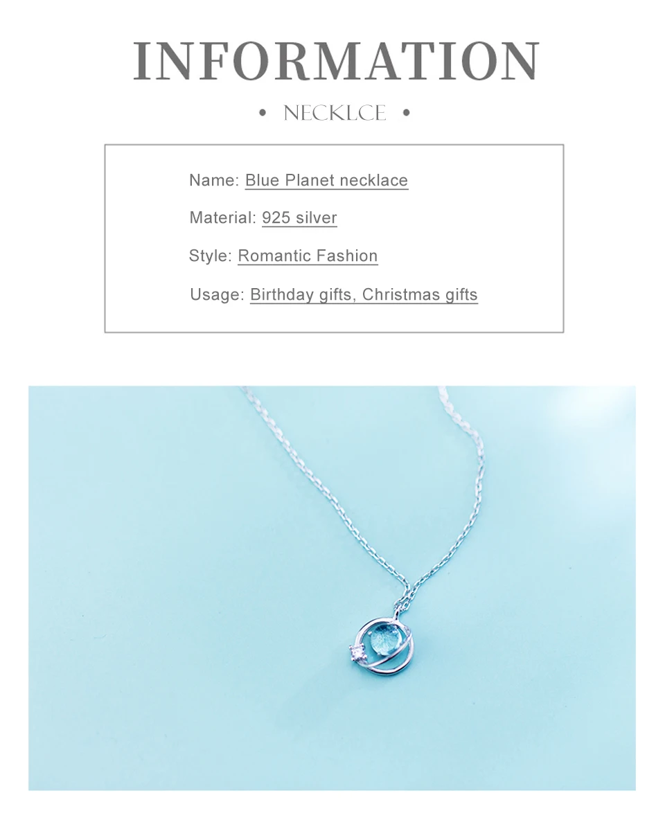2019 New Arrivals S925 Silver Necklace Female Planet Short Clavicle Chain Romantic Christmas Present For Girlfriend  (2)