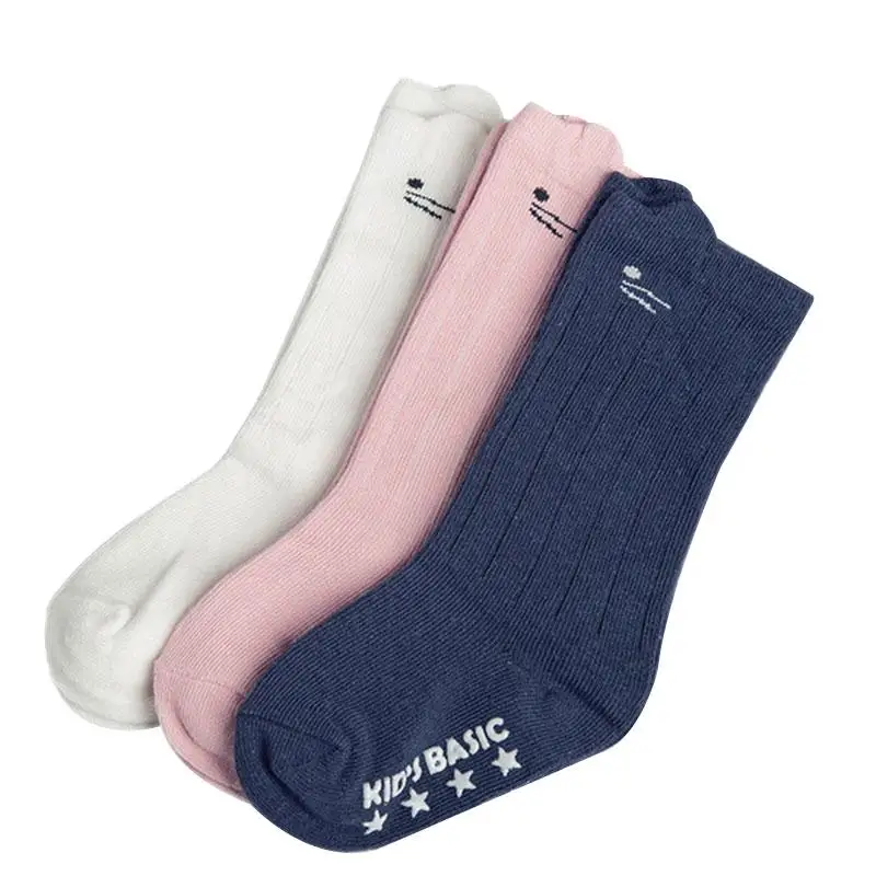 

Baby Girls Cotton Long Socks Knee High Kids Toddlers Cartoon White/Pink/Black
