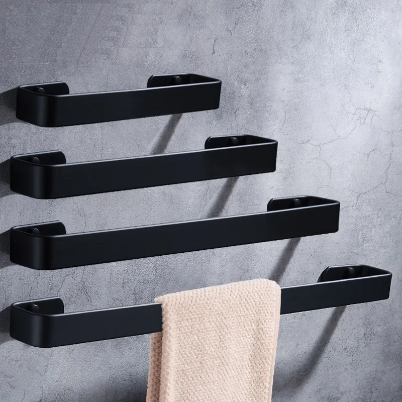 Towel-Bar-Black-Space-Aluminum-Wall-Mounted-Single-Washroom-Towel-Rack-Hanging-Holder-Accessories-Bathroom-Towel