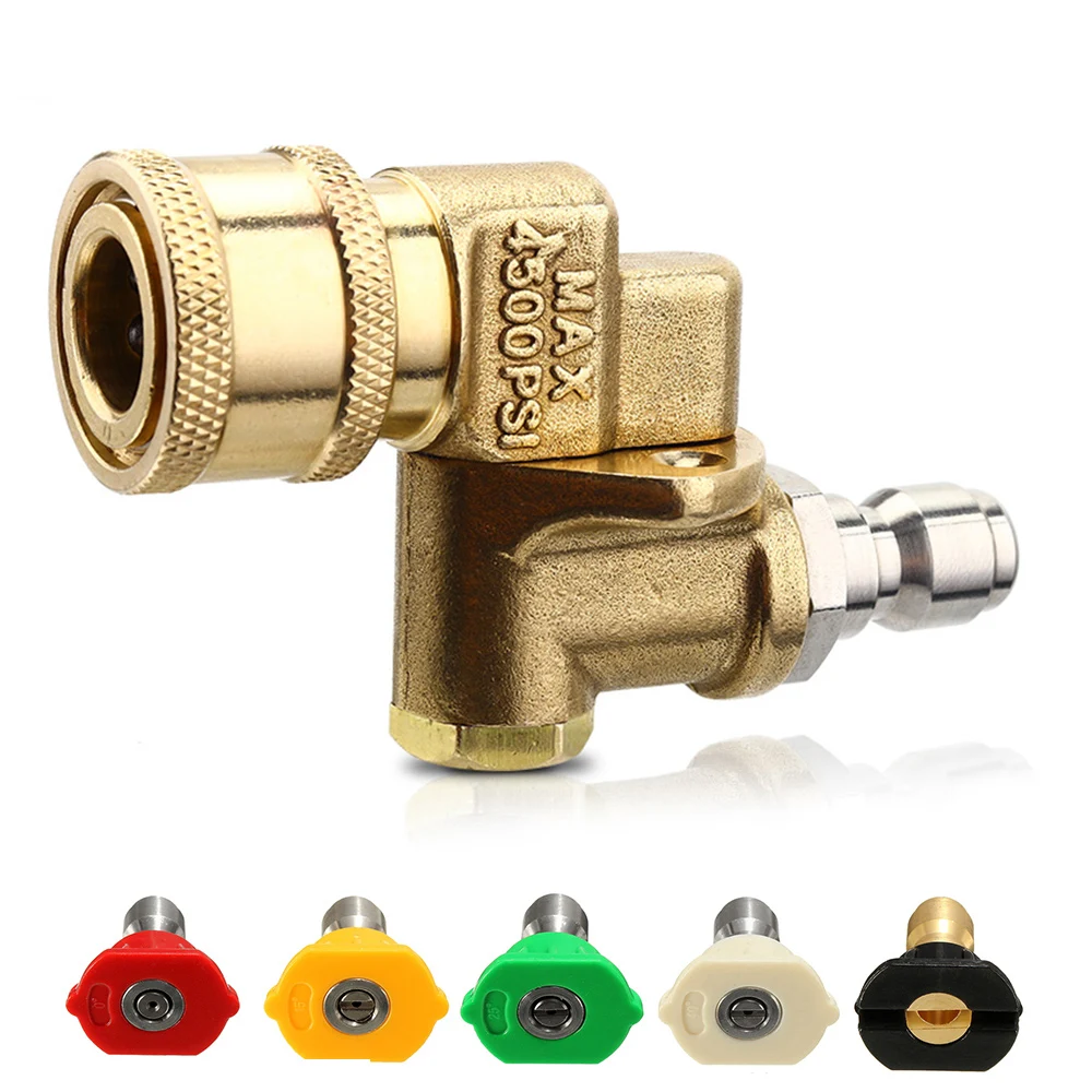 

Pressure Washer Spray Nozzle Tips,1/4 inch Quick Connector 5 Packs 2.5GPM 4500PSI Pivoting Coupler Multiple Degrees Car Cleaner