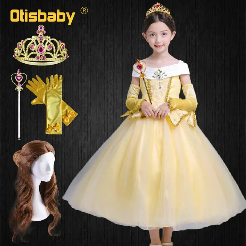 Красавица и чудовище костюм рождественское праздничное платье для девочек принцесса Белль платье Младенческая Элегантные Выпускные платья подростковая одежда для девочек