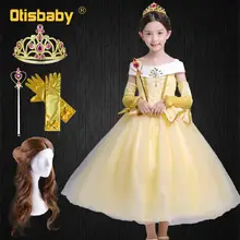 Красавица и чудовище костюм рождественское праздничное платье для девочек принцесса Белль платье Младенческая Элегантные Выпускные платья подростковая одежда для девочек