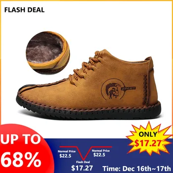 Times New Roman Keep Warm Winter Men Boots High Quality Split Leather Casual Men Shoes with Plush Fahsion boots size 38~47